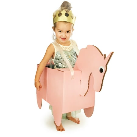 Sparkles The Unicorn Cardboard Costume - Pretend Play for Girls | Cute Dress Up | Fun Family DIY Art Project - Kids Size Ages 3 and up