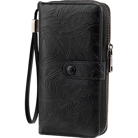 SENDEFN Womens Wallet Rfid Vegan Leather Multi Card Slots Wallets Large Capacity Wristlet Travel Purse for Women