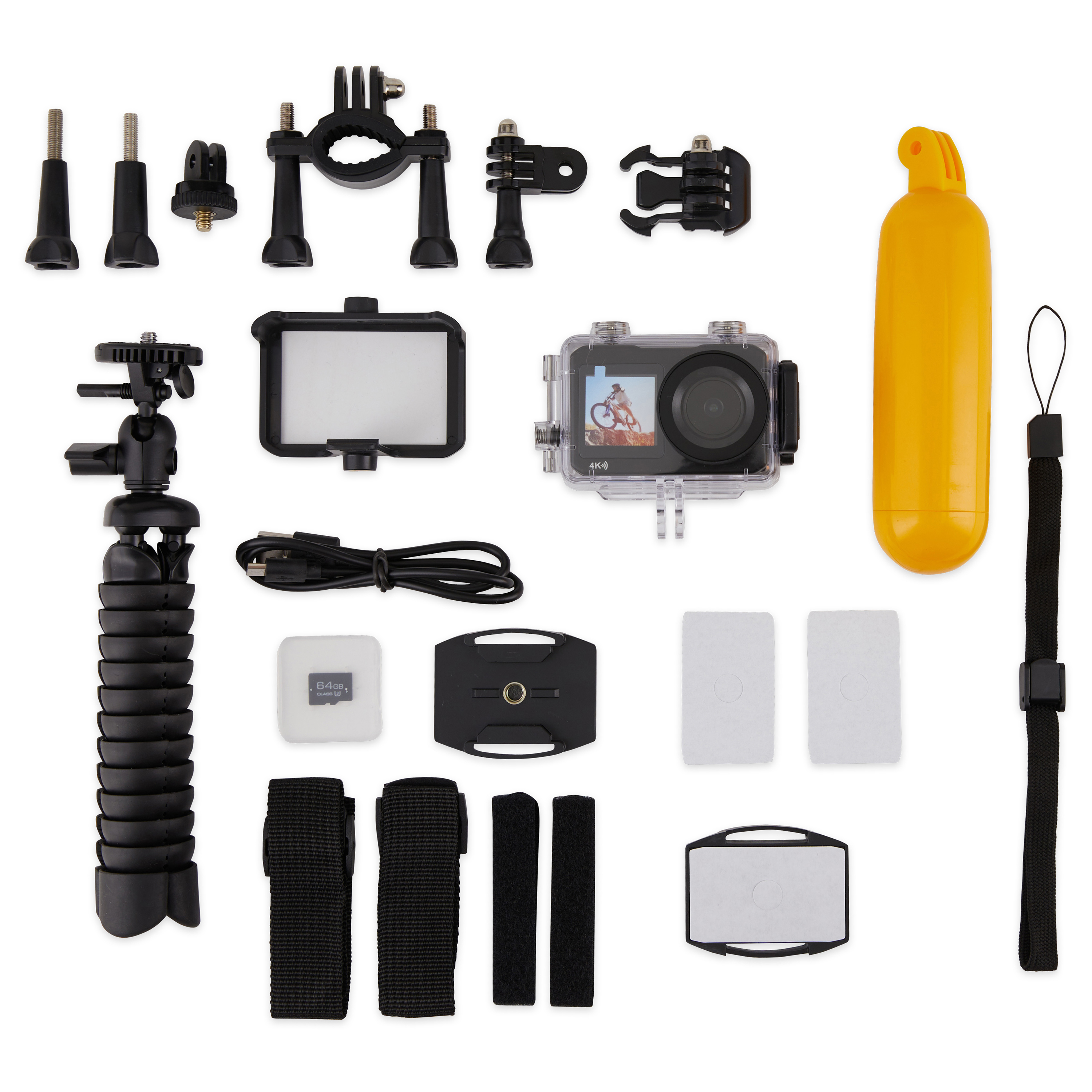 Vivitar 4K Ultra HD Action Camera Kit, Dual Screen with Wifi, Bonus Battery, Includes SD Card, Floating Handle, Tripod, Mounts - image 2 of 15