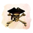thumbnail image 2 of Home Watercolor Wall Decals for Kids Room - Pink Background Bones Pirate Hat Design Skull DIY & Creativity Boy Girl Bedroom Wall Water Color Sticker - Size: 40 In x 36 In, 2 of 5