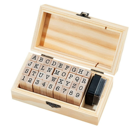Hearth & Gear Basic Notebook Set Alphanumeric English Retro Wooden Stamp 36 Typewriter TYPO Valentine Day Erasers for Kids Farm Animals for Toddlers 12 Months Arts And Crafts for Women Day Letter for