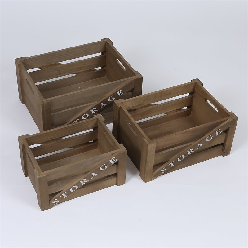 Set of 3 Storage Wood Crates