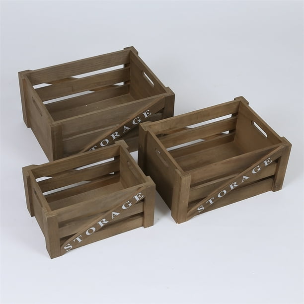 Set of 3 Storage Wood Crates