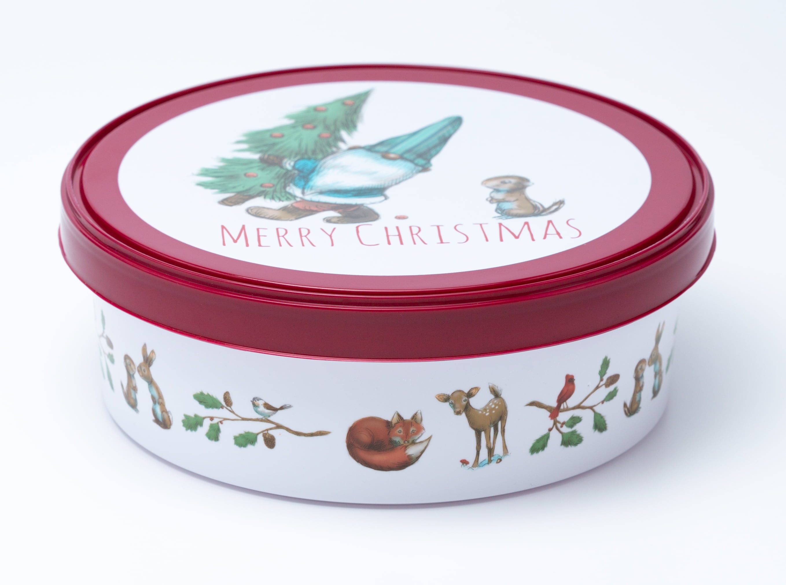 Holiday Time Plastic Snack Container, Gnome Printing, 7" x 2.6