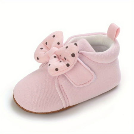 

Unisex Infant Soft Anti-Slip Sole Toddler Crib First Walkers Sneakers With Bowknot Decor
