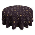 thumbnail image 4 of Dark Purple Sun Moon Star Pattern Round Tablecloth 60"x60",Wrinkle Wipeable Table Cloth for Kitchen Dining Room Picnic Patio Party, 4 of 6