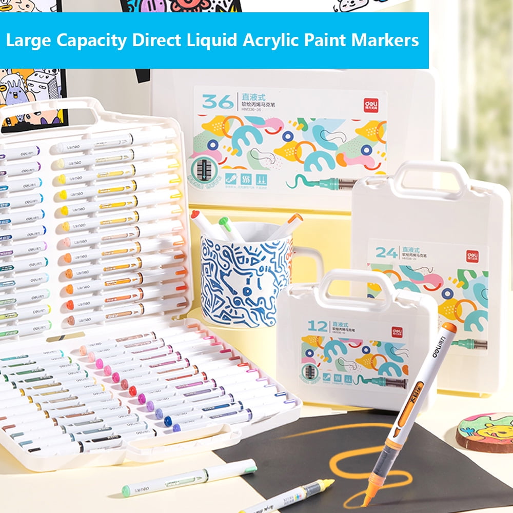 Direct Liquid Soft Head Acrylic Marker Pens,Acrylic Paint Markers, Brush Tip Acrylic Paint Pens, Ideal for Canvas, Wood, Stone, and DIY Craft