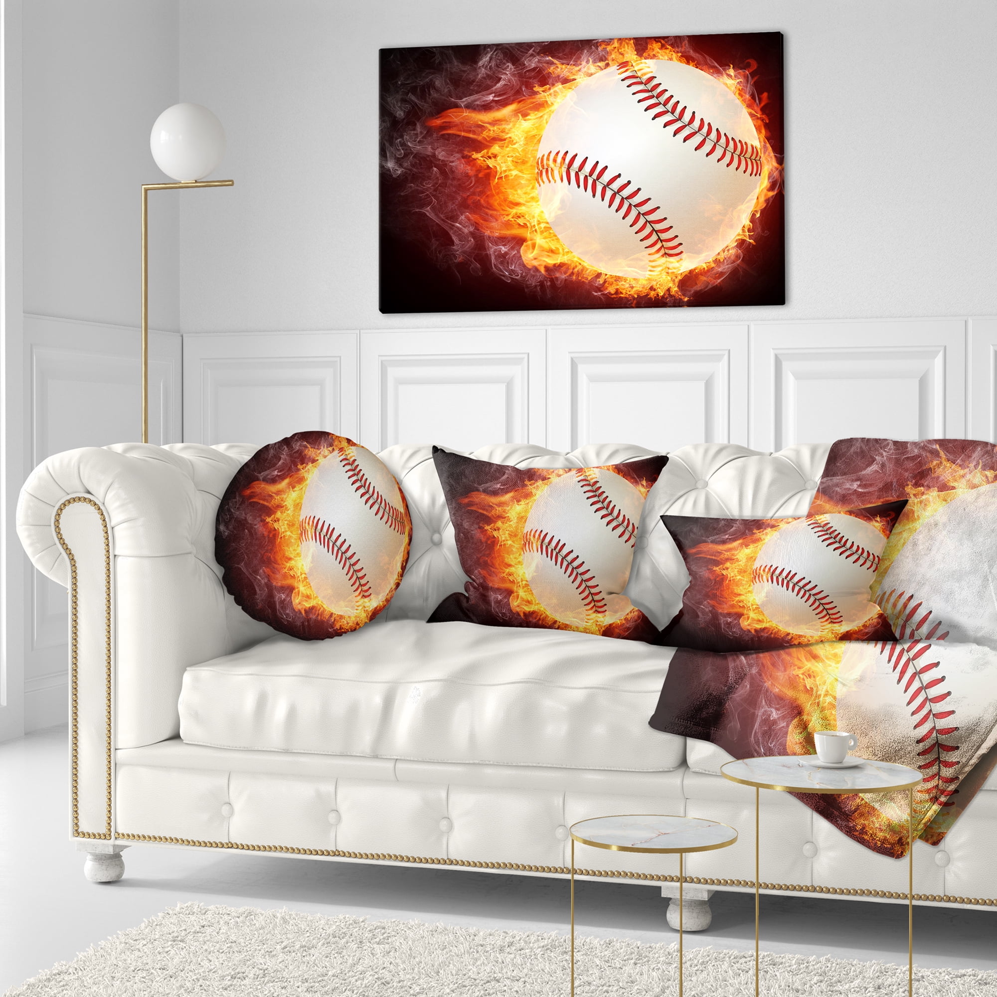 Designart Baseball Ball - Sport Throw Pillow - 12x20