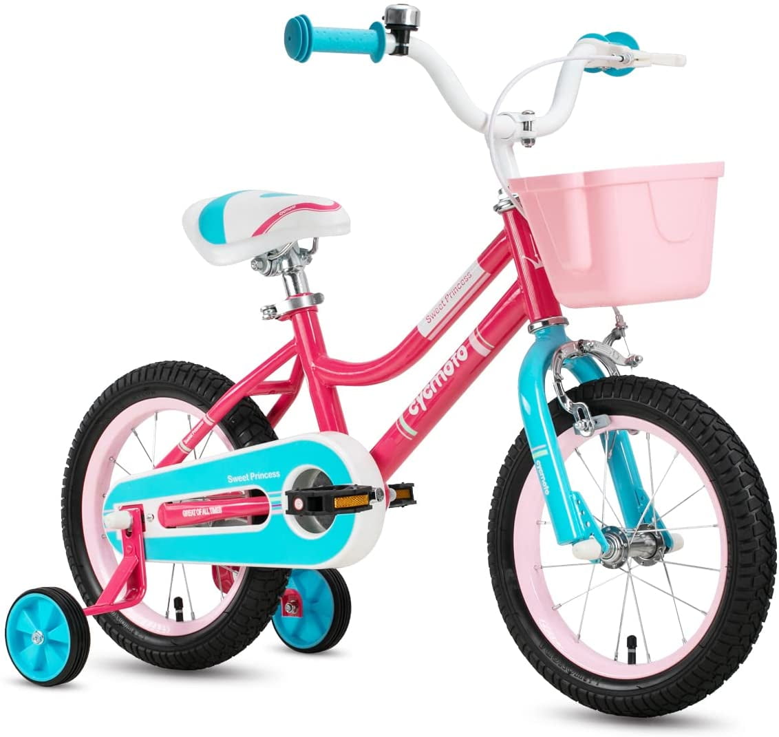 Multiple Colors HILAND 14,16 Inch Kids Bike Bicycle with Training Wheels Kids Beach Crusier Bike 