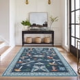 thumbnail image 4 of FairOnly 9'x12'Modern Machine Washable Area Rug- Grass&Warblers Non Slip Stain Resistant Foldable Rugs for Bedroom Dining Room Kitchen，Blue, 4 of 7