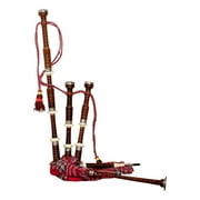 Roosebeck Full Size Sheesham Bagpipe Engraved Nickel Plated with Red Tartan Cover
