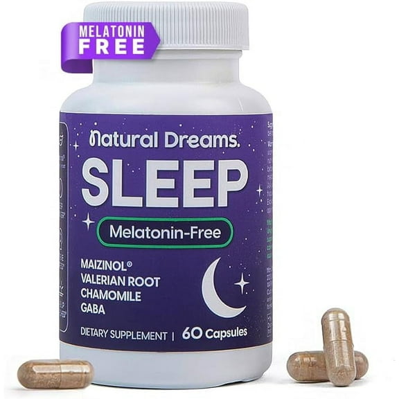 Univera Natural Dreams Melatonin-Free, Gentle Sleep Support, Natural Sleep, Maizinol, Valerian Root, Chamomile Flower, GABA, Magnesium - 60 Capsules
