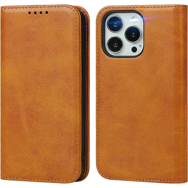 GHSDFBB étui étui iPhone 15 pro max portefeuille avec Porte-Cartes étui iPhone 15 pro max pour Femmes étui à Rabat en Cuir pour Hommes étui portefeuille pour Femmes-Light Brown