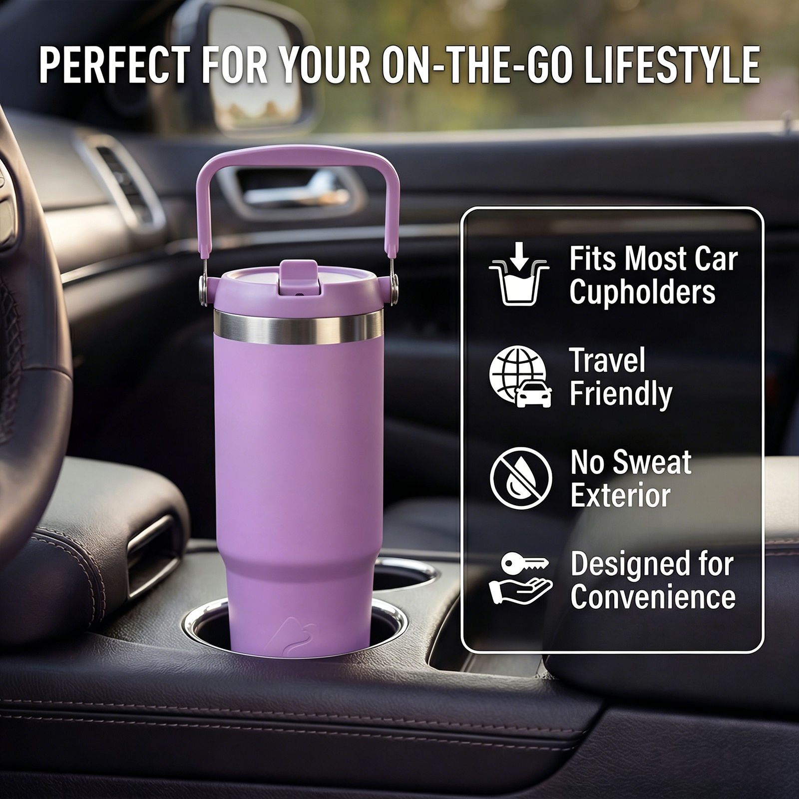 Termo giratorio de acero inoxidable aislado de 30 oz, lila nuevo 2