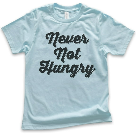 Kids Never Not Hungry T-shirt, Youth Kids Boy Girl T-Shirt, Food Shirt, Foodie Shirt, Light Blue, Medium