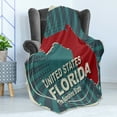 thumbnail image 4 of Florida Soft Flannel Fleece Blanket, Retro Style Sunburst Worn out Backdrop with the City Map of Florida United States, Cozy Plush for Indoor and Outdoor Use, 70" x 90", Multicolor, by Ambesonne, 4 of 5