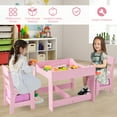 thumbnail image 5 of Gymax 3 in 1 Kids Wood Table Chairs Set w/ Storage Box Blackboard Drawing Pink, 5 of 10