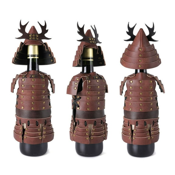Samurai Armor Wine Bottle Cover – Japanese Warring States Mini Armor Decoration for Halloween, Parties, or Elegant Home Display