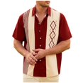 thumbnail image 2 of Njoeus Men's Casual Graphic Hawaiian T-Shirt Short Sleeve Button-Down Shirts for Men Summer Party Beach Shirts Trendy Vacation Outfits S-3XL Clearance Red, 2 of 6
