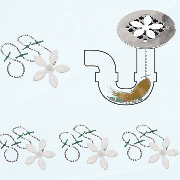 Shower Drain Protectors - 4 Pack, Hair Catcher & Clog Remover, as Seen on Shark Tank, Disposable Drain Cleaning Tool for Bathtub and Kitchen, White