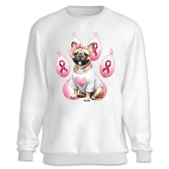 Faith Love Hope French Bulldog Breast Cancer Awareness Survivor Sweatshirt Unisex Merch Dog Lover Gifts - 02017