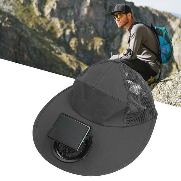 Sombrero De Ventilador Solar, 3 Velocidades, Ventilador único, Ala Ancha, Carga USB, Cómoda, Transpirable, Gorra De Béisbol Gris Oscuro Para Pesca, Camping, Actividades Al Aire