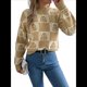 thumbnail image 2 of Suéter de Larga con Cuello Redondo para Mujer, Suéter Holgado de Punto, Tendencia de Otoño e Invierno, Tops Casuales de Moda. Caqui L, 2 of 10