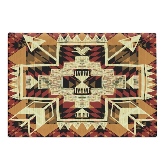 Arrow Cutting Board, Inspired Pattern Graphic Design Abstract Art Earth Tones, Decorative Tempered Glass Cutting and Serving Board, Large Size, Orange Yellow Red, by Ambesonne