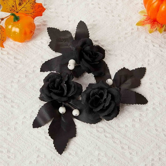 Vrorvz Halloween Decorations Indoor Spooky Party Tabletop Centerpiece with Maple Leaf Pumpkin Wreath and Creepy Eyeball Candlestick for Festive Home Decor 9.4in Black