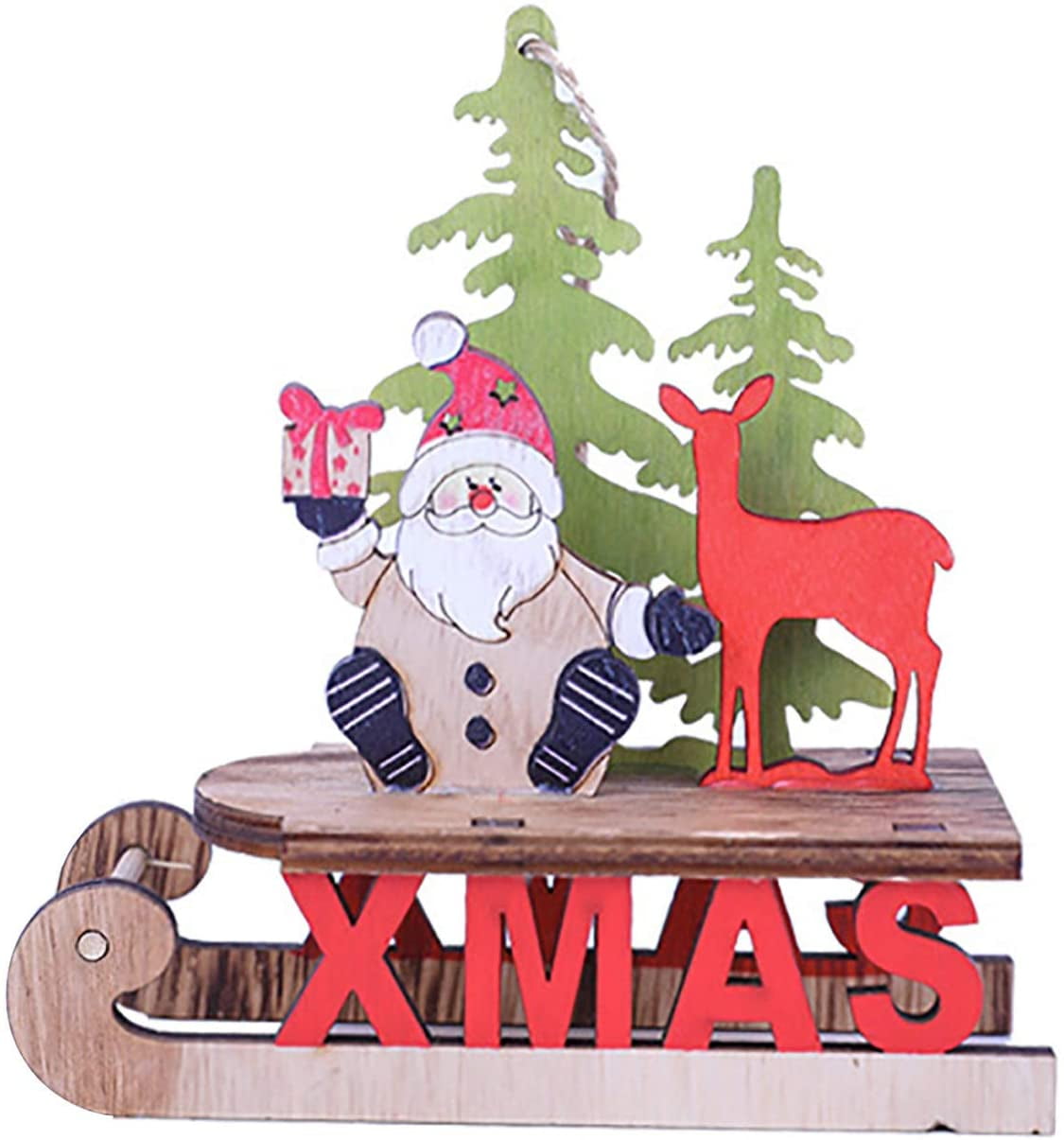 Christmas Wooden Hanging Sign Xmas Santa Snowman Claus Reindeer Board Wall Decor 