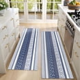 thumbnail image 4 of Kitchen Rugs Sets Of 2,Blue and White Geometric Striped Pattern Anti Fatigue Kitchen Mat Rugs Non Slip Washable,Decorative Kitchen Floor Mats for Kitchen,Sink,Laundry,17"X47", 4 of 5
