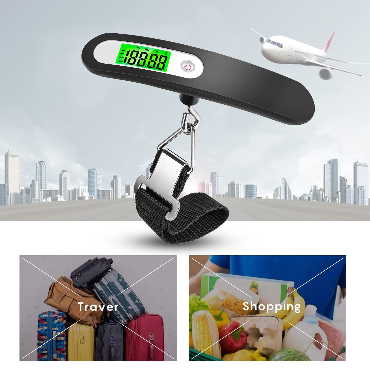  Digital Luggage Scale Gift for Traveler Suitcase Handheld Weight  Scale 110lbs (Black) : Clothing, Shoes & Jewelry