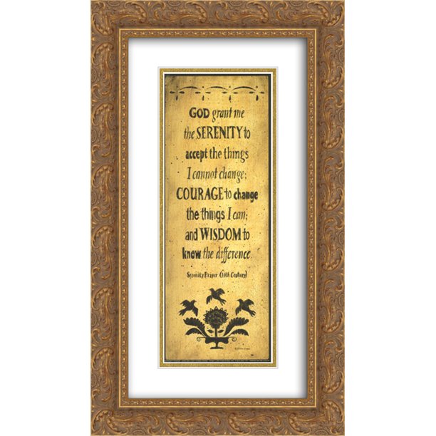 the serenity prayer 2x matted 12x24 gold ornate framed art