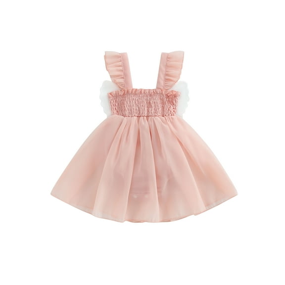Bagilaanoe Newborn Baby Girl Rompers Dress Butterfly Fly Sleeve Bodysuit 6M 12M 18M 24M Infant Tulle A-line Princess Dresses