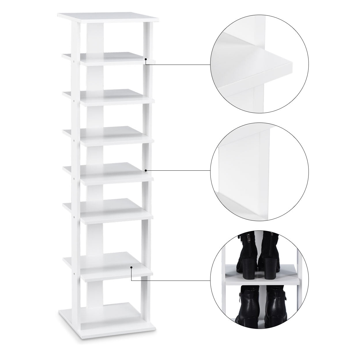 Topbuy 7-Tier Shoe Rack Free Standing Shelving Storage Organizer White
