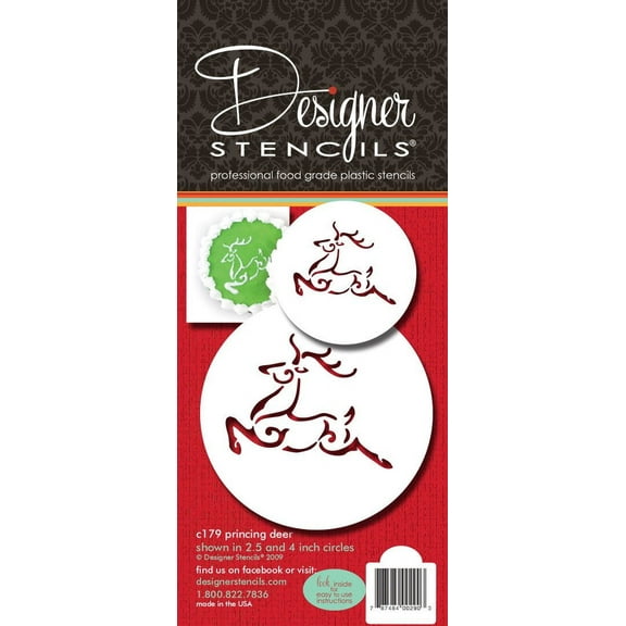 Designer Stencils Prancing Deer Cake Stencil, Beige/semi-transparent