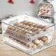 thumbnail image 4 of Caja de almacenamiento de huevos deslizante, contenedor para huevos, cajón para refrigerador, caja apilable para huevos, organizador para refrigerador de cocina, 4 of 6