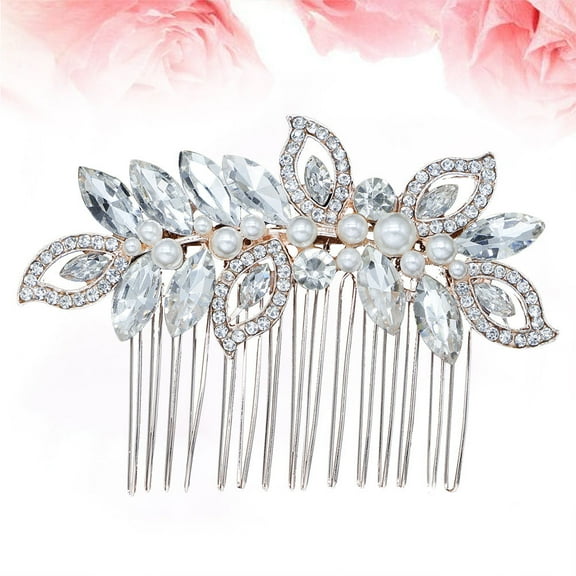 LOLIPPYY 1Pcs Alloy Hair Comb Decorative Crystal Insert Comb for Bridal Hair Accessories