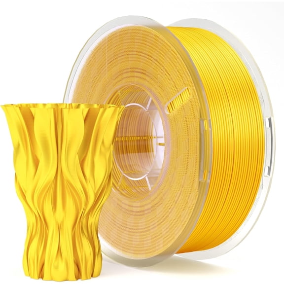 Silk PLA Filament 1.75mm Shiny Gold 1KG, 3D Printer Filament Dimensional Accuracy  /- 0.02mm, 1kg Plastic Spool(2.2lbs) 3D Printing Filament Fits for Most FDM 3D Printers