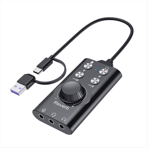 Sound Card USB Type-C Computer Volume Control Knob - External Controller Professional Compatibility,1 * Sound Card,Black