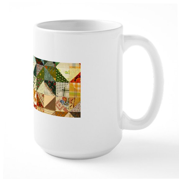 CafePress - Fun Patchwork Quilt Mugs - 15 oz Ceramic Large White Novelty Mug