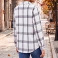 thumbnail image 5 of Hsovts Women Multishade Tartan Buffalo Plaid Flannel Shirt, Button Up Long Sleeve Chest Pocket Loose Fit Vintage Casual Soft Flannel Layering Tops for Multiple Occasions White L, 5 of 5