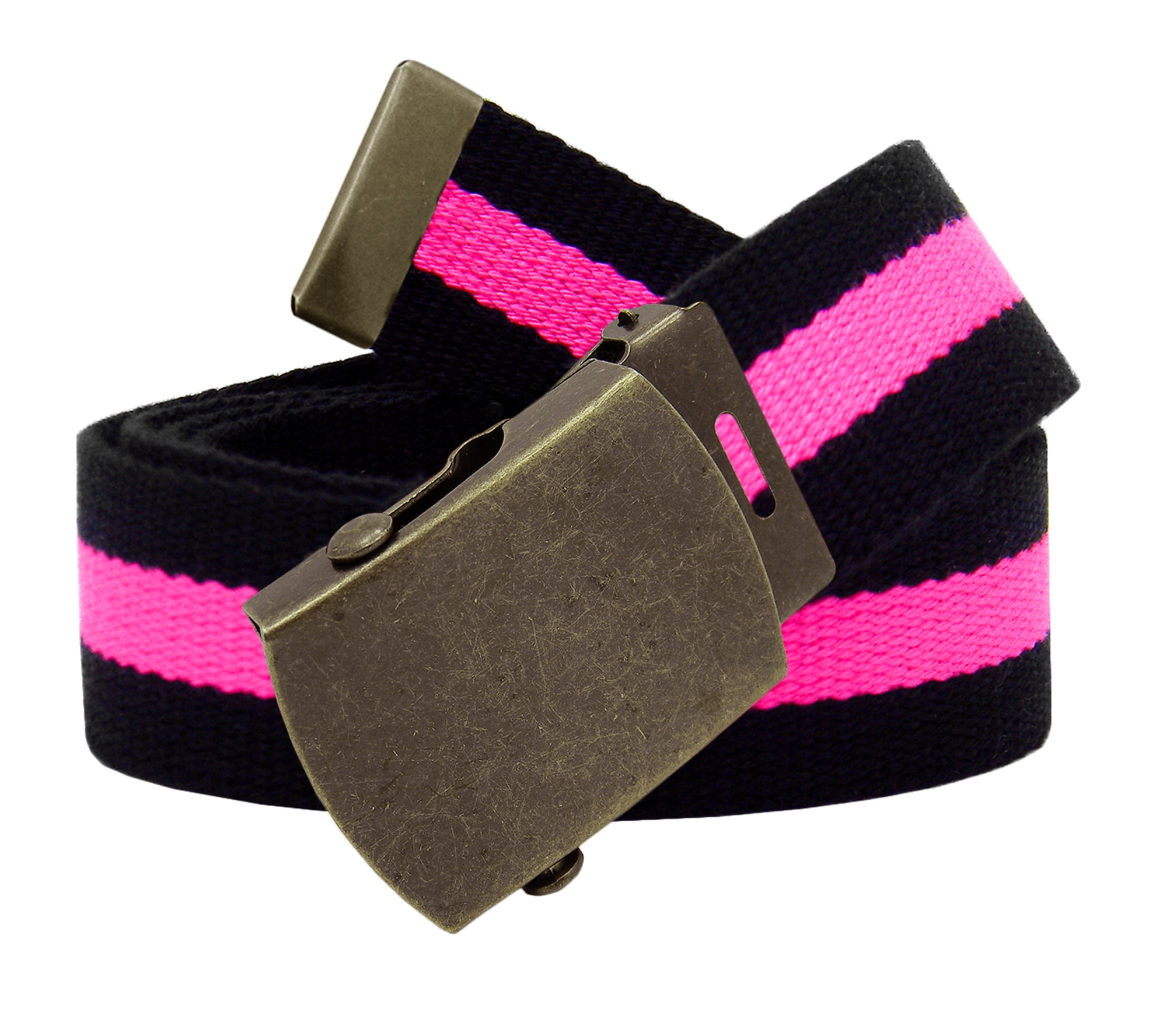 Men's Classic Antique Gold Military Slider Belt Buckle with Canvas 