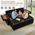 thumbnail image 4 of Muumblus Loveseat Sectional Sofa with 2 Storage Ottomans, Modular Cloud Couch with 2 Side Tables & USB, Plush Double Chaise Lounge Sofa Bed Indoor, Black Corduroy, 4 of 12
