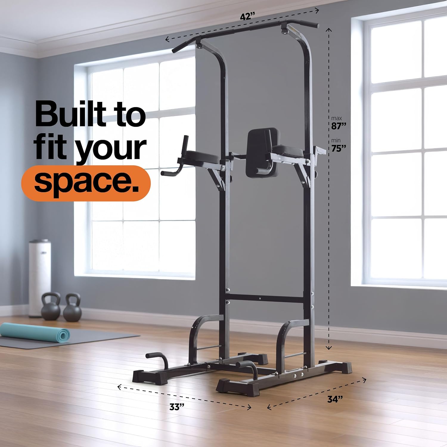 Pull Up Bar Free Standing – Power Tower Dip Station, Adjustable Calisthenics Equipment, 440lbs Capacity, Home Gym Strength Training