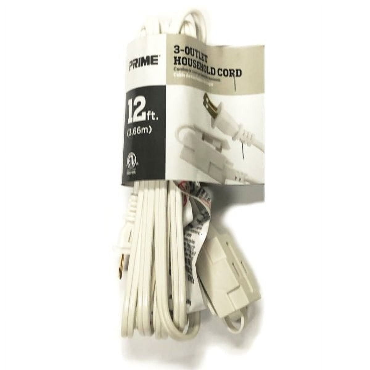 Case of 18 - Prime 3-Outlet Indoor Extension Cord - White (12 ft.)
