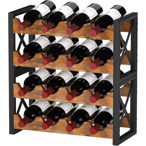 2-in-1 Wine Rack Countertop, Small Wine Rack Organizer Holder, Wooden Wine Rack Inserts for Cabinet, Stackable Wine Rack for Kitchen,Home Bar