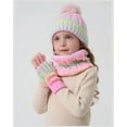thumbnail image 3 of 3 Pieces Winter Hat Scarf Glove Set for Kids,Fleece Lined Beanie with Pom Pom,Touchscreen Gloves Knit Scarf for Cold Weather, 3 of 9