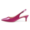 thumbnail image 3 of Zhabtuc Women's Classic Fuchsia Pointed Toe Comfortable Kitten Heel Pumps - Slingback, Adjustable Ankle Strap, Perfect for Work, 3 of 9