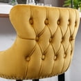 thumbnail image 6 of Bar Stools Set of 2, Modern Velvet Upholstered Barstool with Wood Legs, Counter Stools with Button Tufted, Chrome Nailhead Trim, Armless Bar Chairs for Home, Bar, Gold, 6 of 9